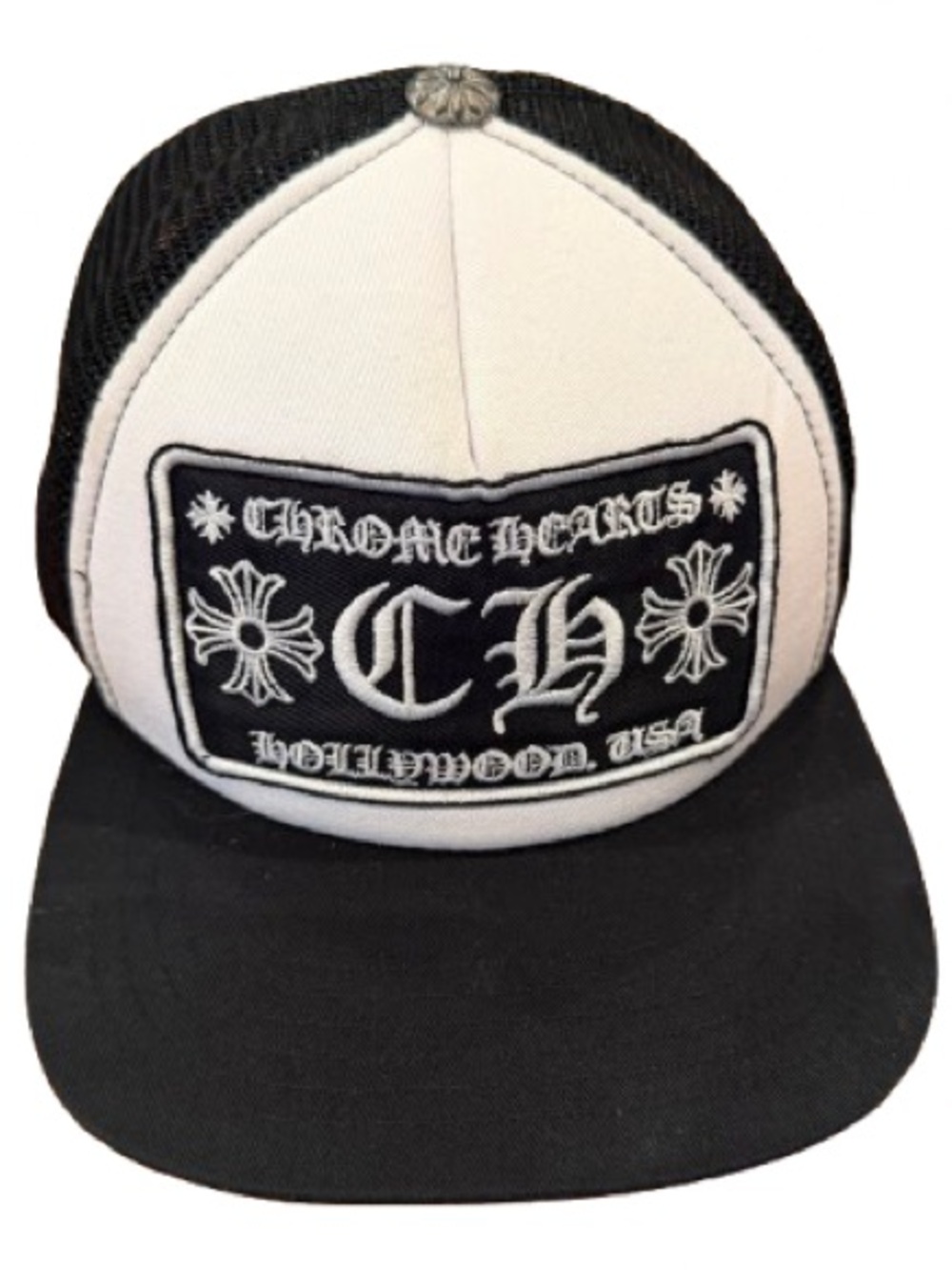 Chrome Hearts CH Patch Black and White Trucker Hat